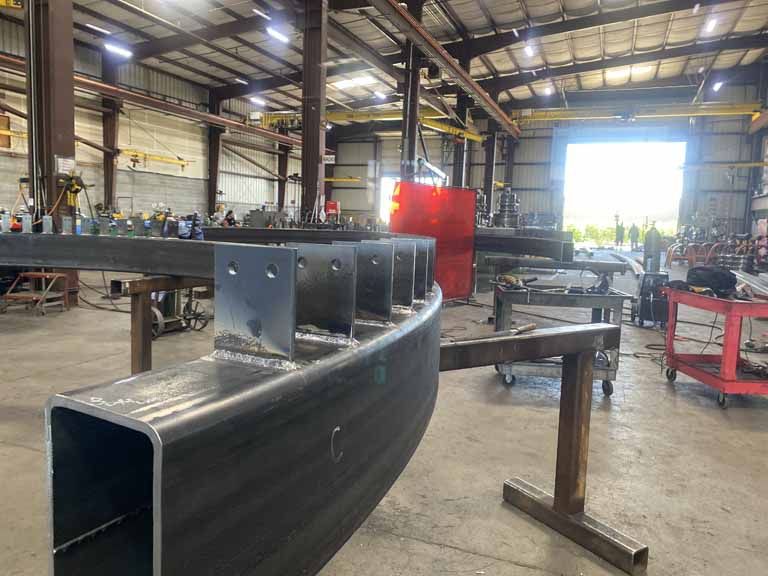 Trimming and Tack Welding Plates onto Tube Steel